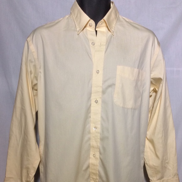 Men’s Lands End Button Down Yellow Shirt 15&1/2-32 - Picture 2 of 5